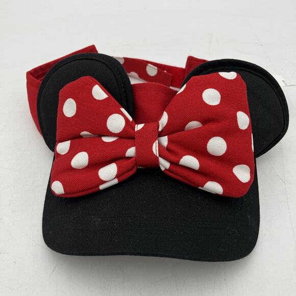 Disney Minnie Mouse Red & White Polkadots W/Black Ears, Adult Women's Visor NWT - Picture 3 of 10